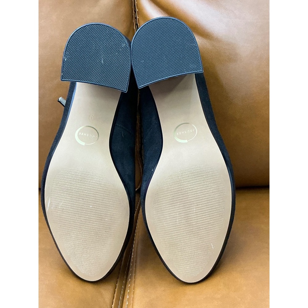 Journee Collection Talani T-Strap Pump Womens 9 Black Block Heel Suede - Picture 5 of 8